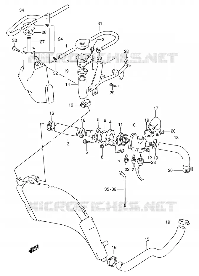 RADIATOR HOSE - EXPANSION TANK Suzuki MOTO 250 GSX 1993  GSX250FP(E24)