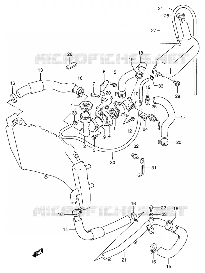 RADIATOR HOSE - EXPANSION TANK Suzuki MOTO 400 GSX-R 1994  GSX-R400RR(E30)
