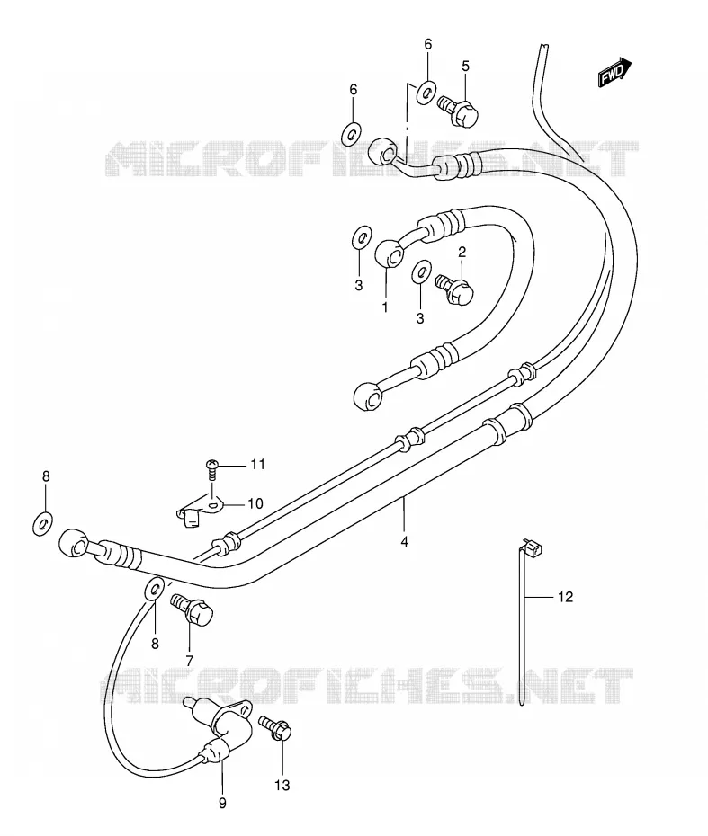 REAR BRAKE HOSE (GSF1200SAV) Suzuki MOTO 1200 BANDIT 1998  GSF1200SW(E28)