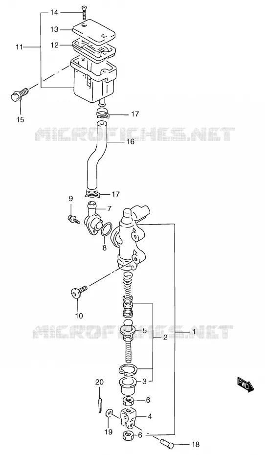 REAR BRAKE MASTER CYLINDER (GSF1200SAV/SAW/SAX/SAY) Suzuki MOTO 1200 BANDIT 2000  GSF1200SAY(E2)