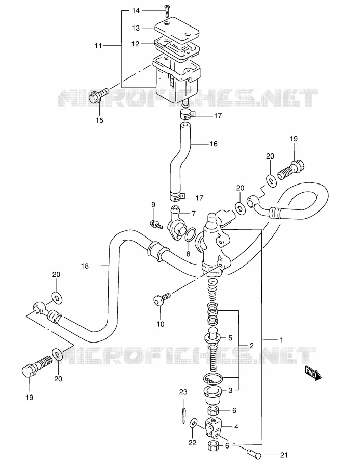 REAR BRAKE MASTER CYLINDER (GSF1200ST/SV/SW/SX/SY) Suzuki MOTO 1200 BANDIT 2000  GSF1200SY(E28)