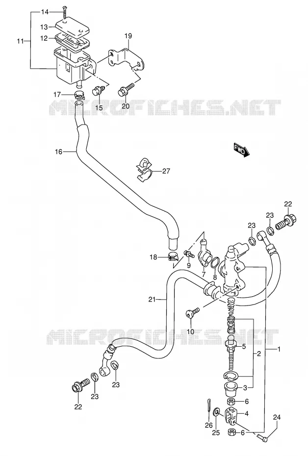 REAR BRAKE MASTER CYLINDER (MODEL S/T/V/W) Suzuki MOTO 1100 GSX-R 1995  GSX-R1100WS(E28)