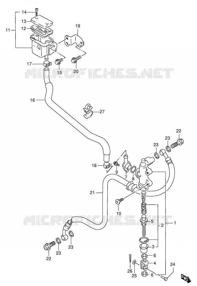REAR BRAKE MASTER CYLINDER (MODEL S/T/V/W) Suzuki MOTO 1100 GSX-R 1995  GSX-R1100WSKS(E2)
