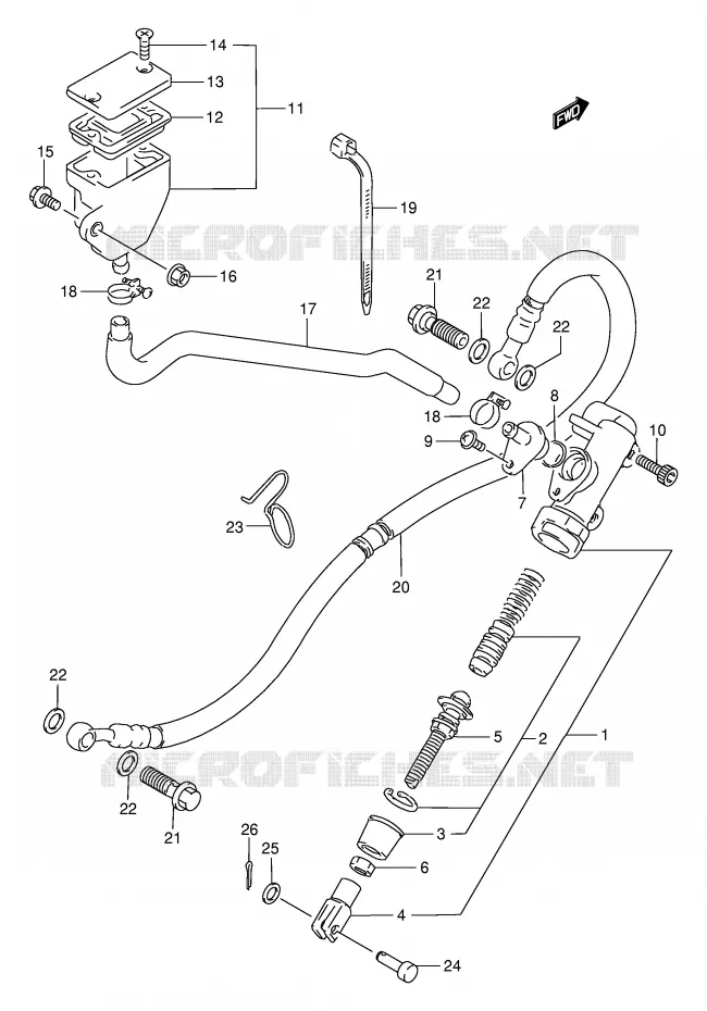 REAR BRAKE MASTER CYLINDER Suzuki MOTO 250 GSX 1991  GSX250FM(E24)