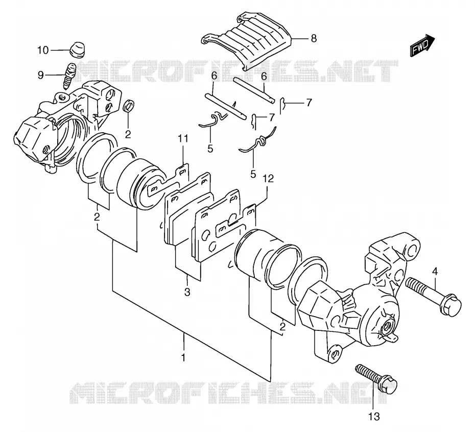 REAR CALIPER (GSF1200SAV/SAW/SAX/SAY) Suzuki MOTO 1200 BANDIT 1998  GSF1200SAW(E2)