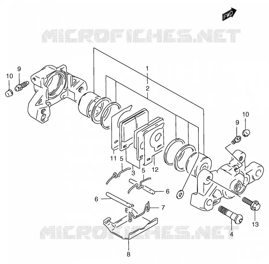 REAR CALIPER (GSF1200T/V/W/X/Y/ST/SV/SW/SX/SY) Suzuki MOTO 1200 BANDIT 1996  GSF1200ST(E2)