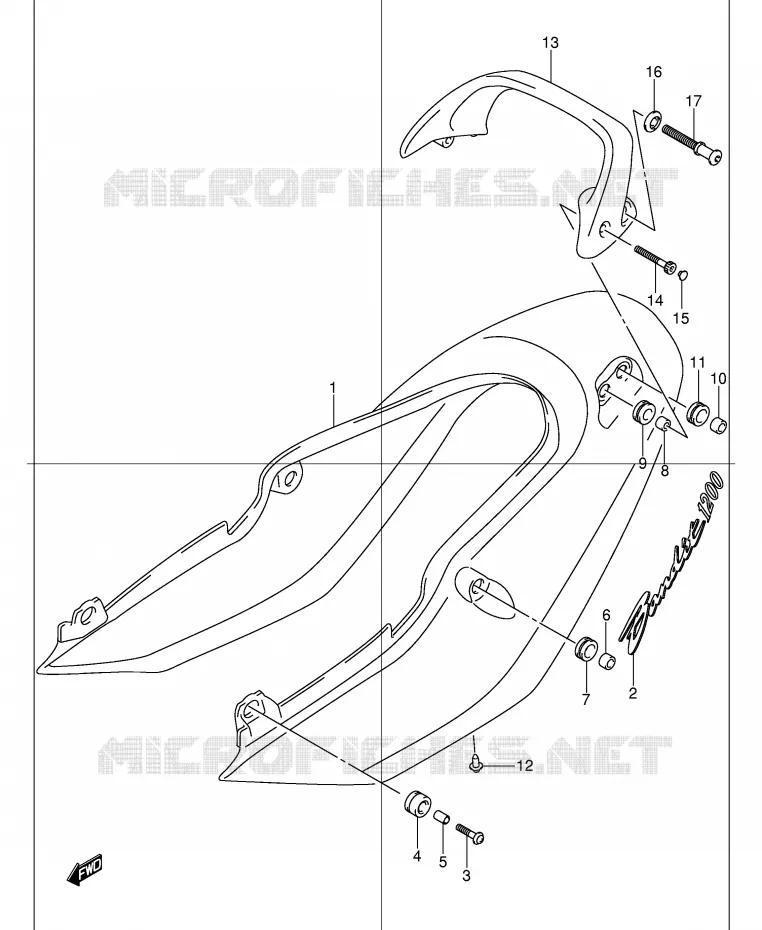 REAR FAIRING - SEAT COWL (GSF1200K1) Suzuki MOTO 1200 BANDIT 2002  GSF1200SK2(E2)