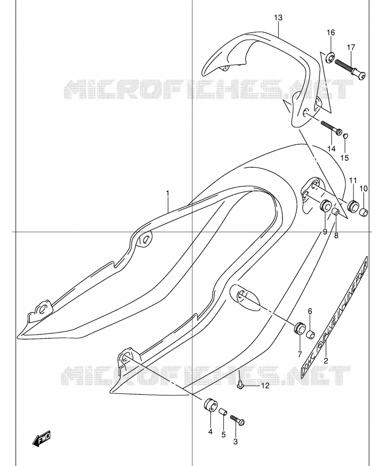 REAR FAIRING - SEAT COWL (GSF1200SK1) Suzuki MOTO 1200 BANDIT 2002  GSF1200K2(E2)