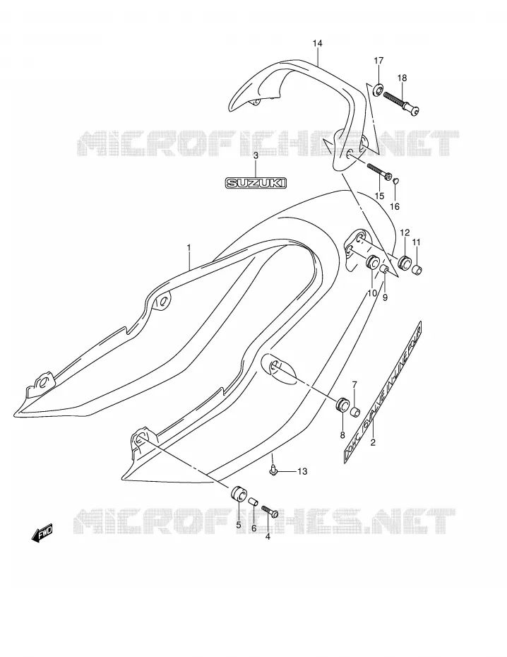REAR FAIRING - SEAT COWL (GSF1200SK4) Suzuki MOTO 1200 BANDIT 2004  GSF1200ZK4(E2)