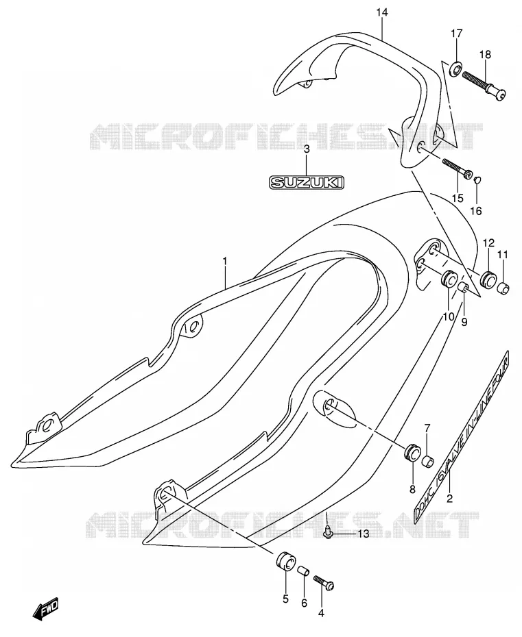 REAR FAIRING - SEAT COWL (GSF1200SK5) Suzuki MOTO 1200 BANDIT 2003  GSF1200K3(E2)