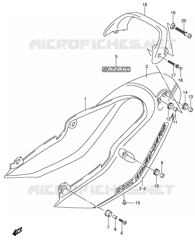 REAR FAIRING - SEAT COWL (GSF1200SZK5) Suzuki MOTO 1200 BANDIT 2003  GSF1200SK3(E2)