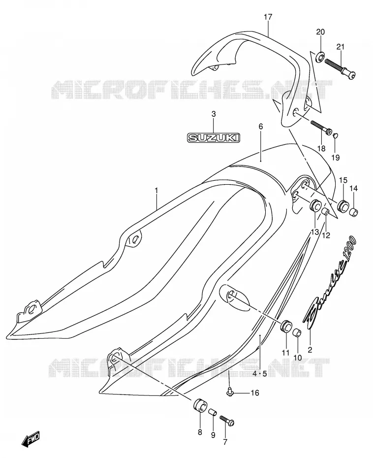REAR FAIRING - SEAT COWL (GSF1200ZK4) Suzuki MOTO 1200 BANDIT 2003  GSF1200K3(E2)