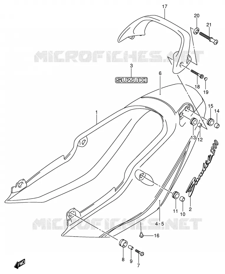 REAR FAIRING - SEAT COWL (GSF1200ZK5) Suzuki MOTO 1200 BANDIT 2004  GSF1200K4(E2)