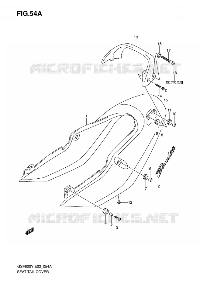 REAR FAIRING - SEAT COWL (GSF600K1/UK1) Suzuki MOTO 600 BANDIT 2004  GSF600SUK4(E2)