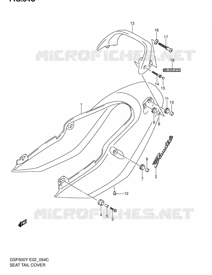 REAR FAIRING - SEAT COWL (GSF600K2/UK2) Suzuki MOTO 600 BANDIT 2000  GSF600SY(E2)