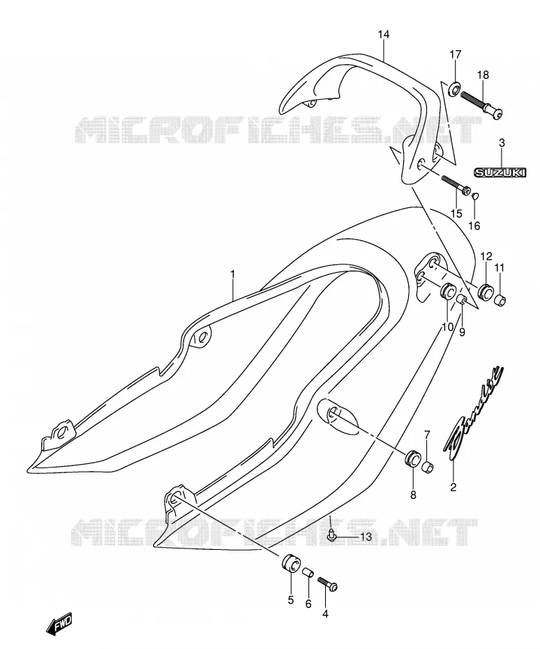 REAR FAIRING - SEAT COWL (GSF600K3/UK3/LK3) Suzuki MOTO 600 BANDIT 2000  GSF600SY(E2)