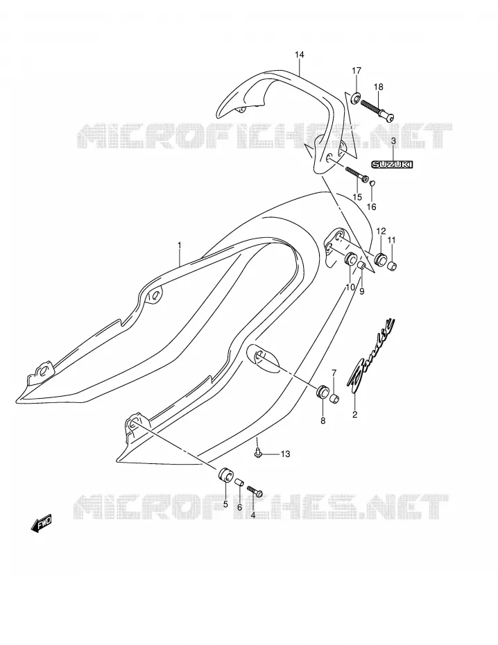 REAR FAIRING - SEAT COWL (GSF600K4/UK4) Suzuki MOTO 600 BANDIT 2000  GSF600UY(E2)