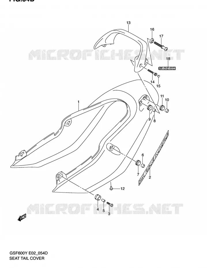 REAR FAIRING - SEAT COWL (GSF600SK2/SUK2) Suzuki MOTO 600 BANDIT 2002  GSF600K2(E2)