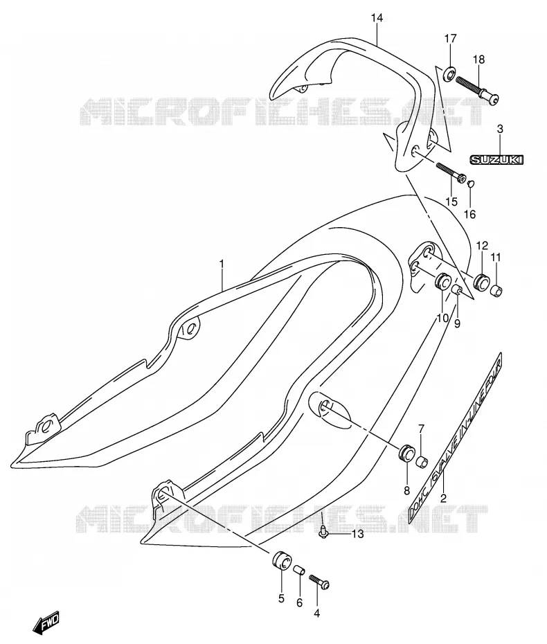 REAR FAIRING - SEAT COWL (GSF600SK3/SUK3) Suzuki MOTO 600 BANDIT 2000  GSF600SY(E2)