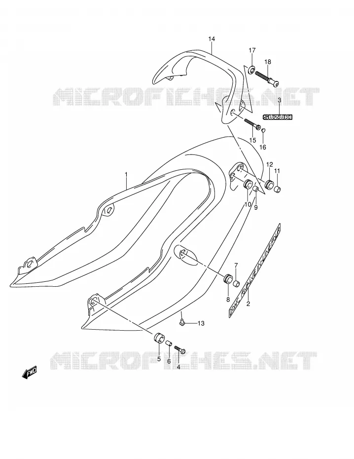 REAR FAIRING - SEAT COWL (GSF600SK4/SUK4) Suzuki MOTO 600 BANDIT 2000  GSF600SY(E2)
