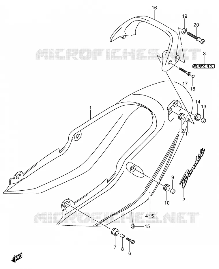 REAR FAIRING - SEAT COWL (GSF600ZK4) Suzuki MOTO 600 BANDIT 2003  GSF600K3(E2)