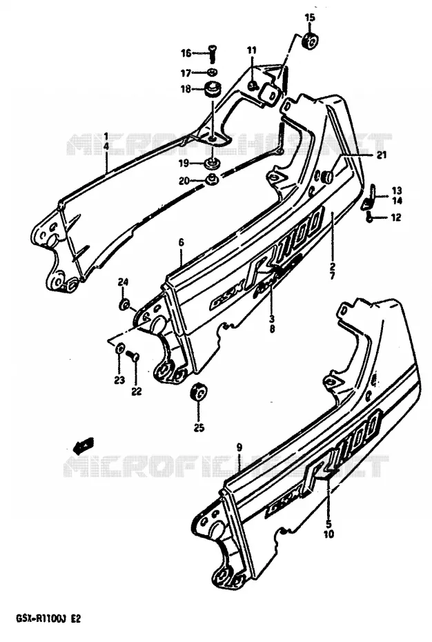 REAR FAIRING - SEAT COWL (MODEL G/H) Suzuki MOTO 1100 GSX-R 1986  GSX-R1100G(G/H/J)