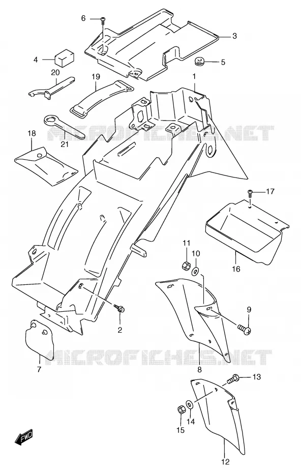 REAR FENDER (GSF1200SAV/SAW/SAX/SAY) Suzuki MOTO 1200 BANDIT 1998  GSF1200SW(E2)