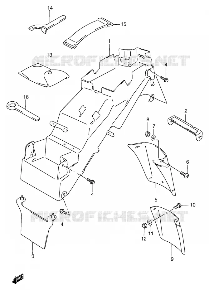 REAR FENDER (GSF1200T/ST/V/SV/W/SW/X/SX/Y/SY) Suzuki MOTO 1200 BANDIT 2000  GSF1200SAY(E2)