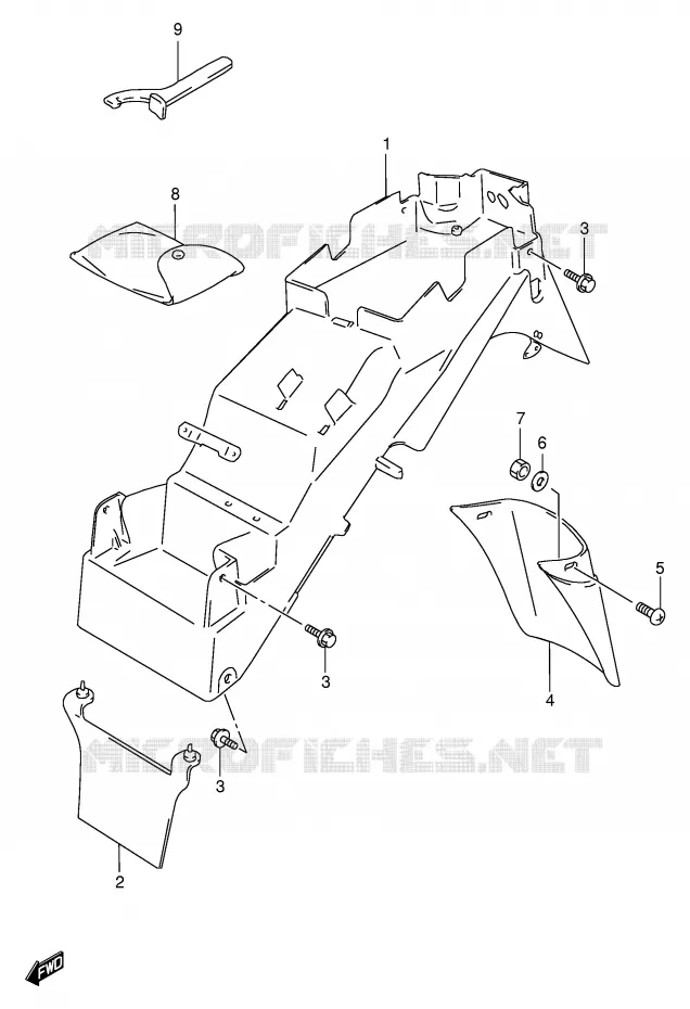 REAR FENDER (MODEL S) Suzuki MOTO 600 BANDIT 1998  GSF600WSUW(E2)