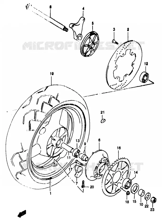 REAR WHEEL (GSF1200SAV/SAW/SAX/SAY) Suzuki MOTO 1200 BANDIT 2000  GSF1200SAY(T/V/W/X/Y)