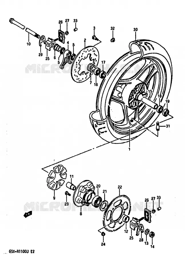 REAR WHEEL (MODEL G/H) Suzuki MOTO 1100 GSX-R 1988  GSX-R1100J(G/H/J)