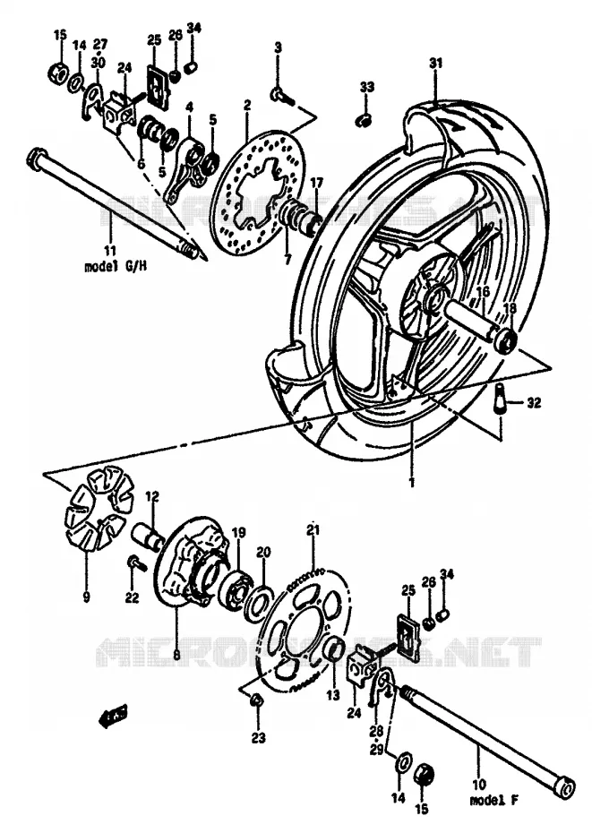 REAR WHEEL Suzuki MOTO 750 GSX-R 1985  GSX-R750F(F/G/H)