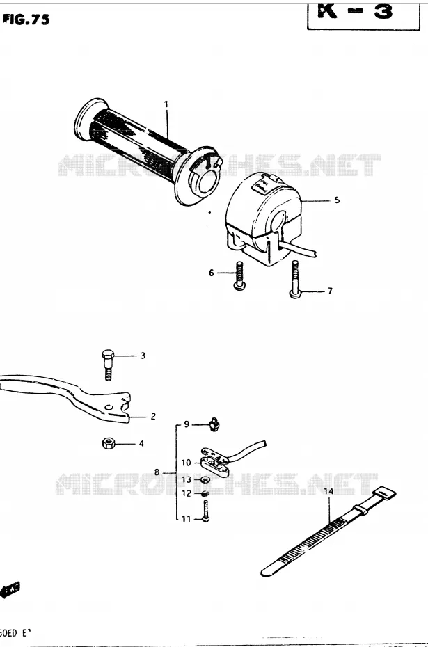 RIGHT SWITCH - HANDGRIP (MODEL D) Suzuki MOTO 250 GSX 1983  GSX250ESD(Z/D)