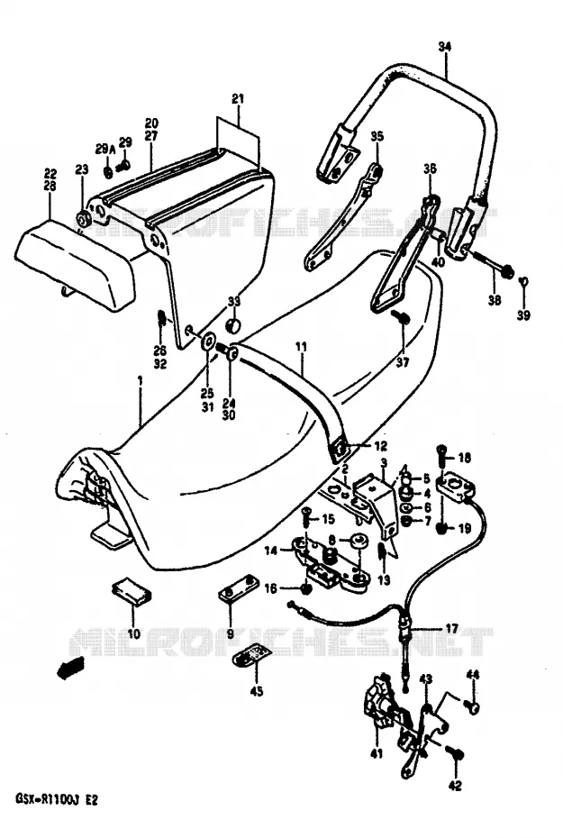 SEAT (MODEL G/H) Suzuki MOTO 1100 GSX-R 1986  GSX-R1100G(G/H/J)
