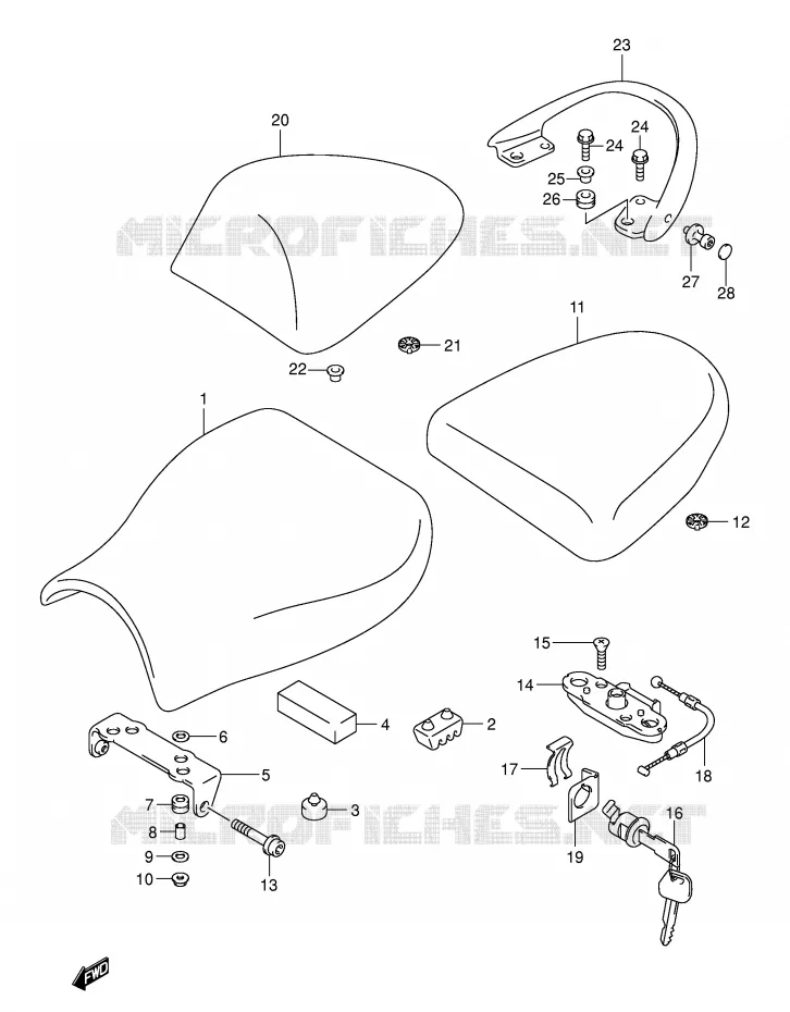 SEAT (MODEL K3) Suzuki MOTO 1300 HAYABUSA 2003  GSX1300RK3(E2)