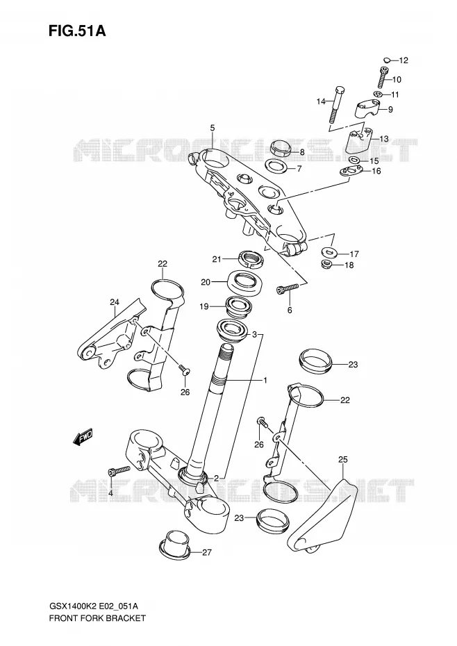 STEERING COLUMN (MODEL K5) Suzuki MOTO 1400 GSX 2002  GSX1400U1K2(E2)