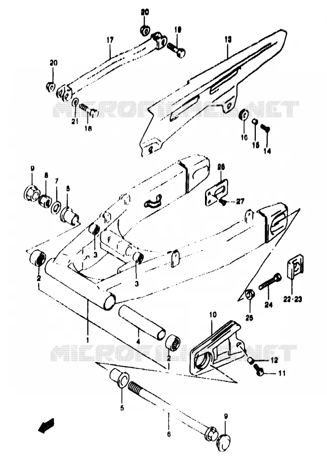 SWINGARM (GSF1200T/V/W/X/Y/ST/SV/SW/SX/SY) Suzuki MOTO 1200 BANDIT 2000  GSF1200SAY(T/V/W/X/Y)