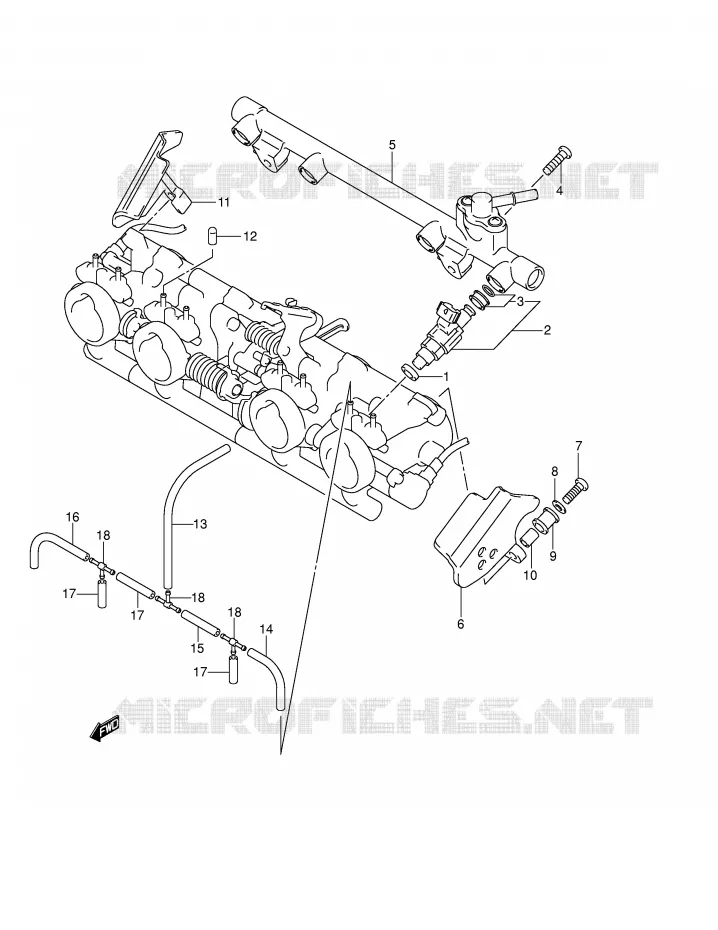 THROTTLE BODY HOSE/JOINT (MODEL K3/K4/K5) Suzuki MOTO 1400 GSX 2003  GSX1400U1K3(E2)