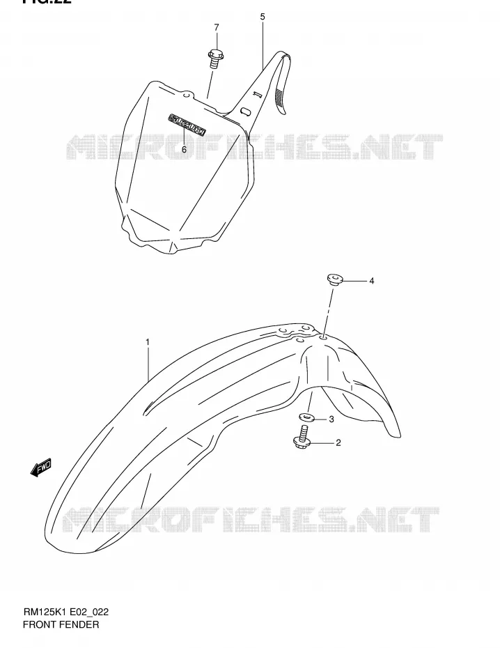 FRONT FENDER Suzuki MOTO 125 RM 2002  RM125K2(E2)
