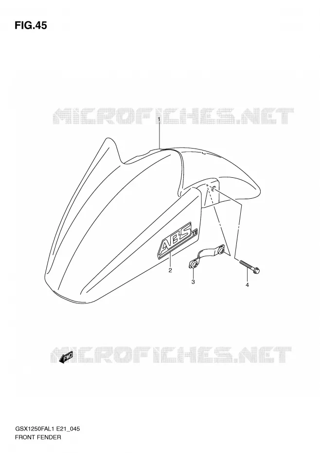 FRONT FENDER Suzuki MOTO 1250 GSX-F 2011  GSX1250FAL1(E21)