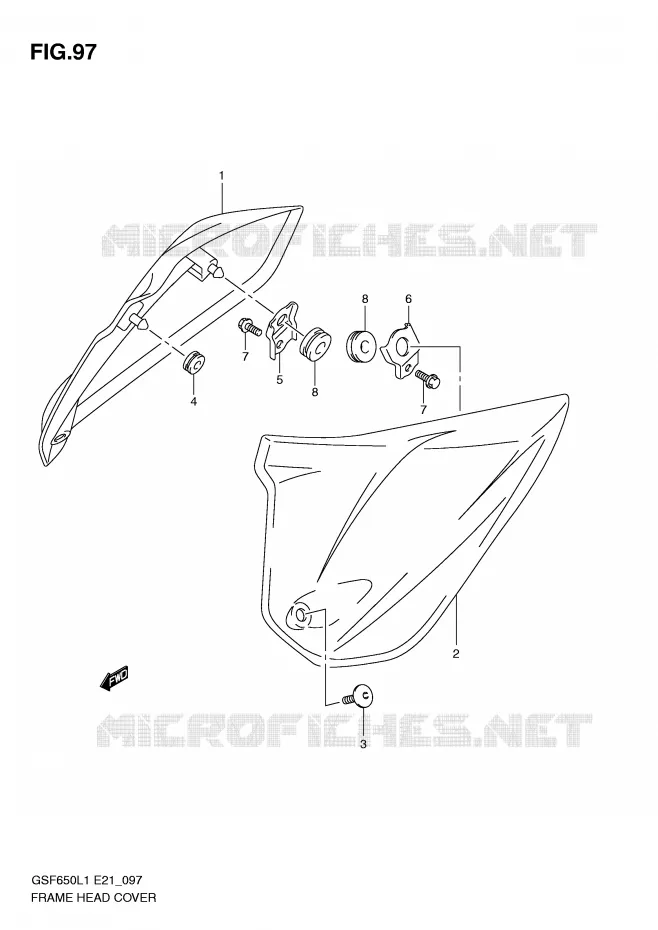 FRONT FRAME COVER (GSF650AL1 E21) Suzuki MOTO 650 BANDIT 2011  GSF650SL1(E21)