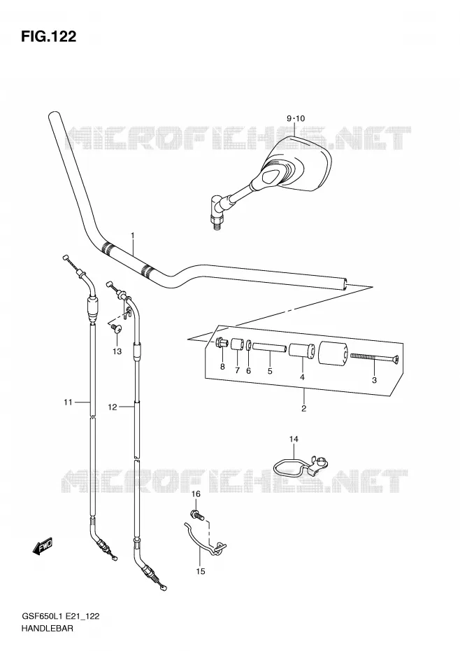 HANDLEBAR (GSF650UAL1 E21) Suzuki MOTO 650 BANDIT 2011  GSF650SL1(E21)