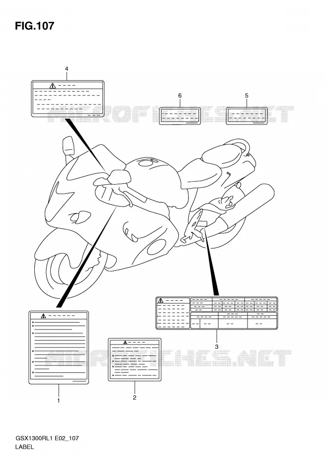 LABEL (GSX1300RL1 E19) Suzuki MOTO 1300 HAYABUSA 2011  GSX1300RL1(E2)