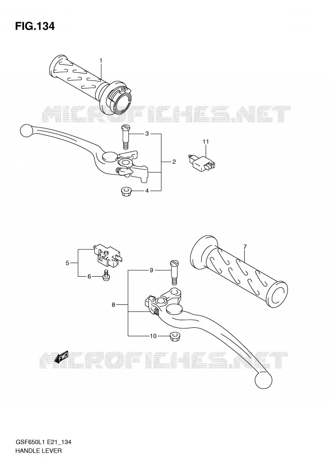 LEVERS - HANDGRIPS (GSF650SUAL1 E21) Suzuki MOTO 650 BANDIT 2011  GSF650AL1(E21)