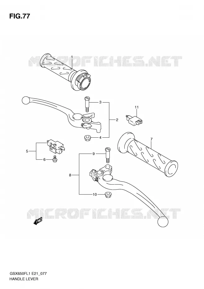 LEVERS - HANDGRIPS (GSX650FL1 E21) Suzuki MOTO 650 GSX-F 2011  GSX650FUL1(E21)