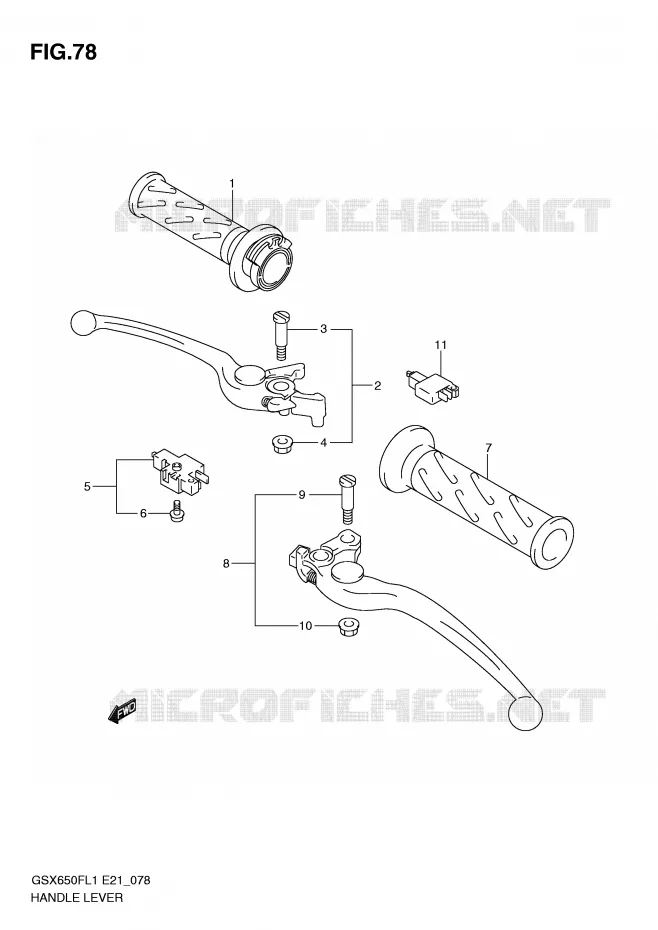LEVERS - HANDGRIPS (GSX650FL1 E24) Suzuki MOTO 650 GSX-F 2011  GSX650FUL1(E21)