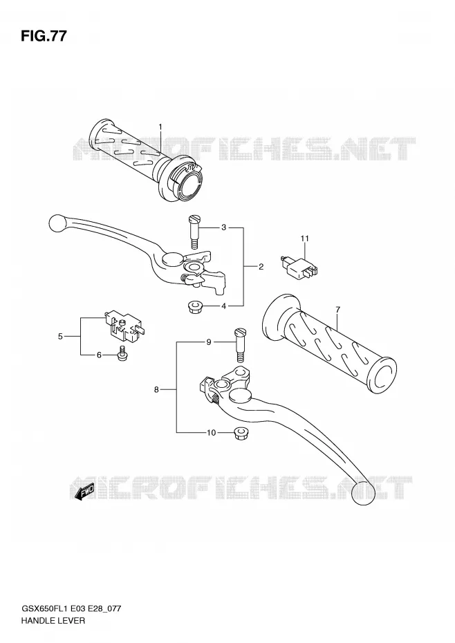 LEVERS - HANDGRIPS (GSX650FL1 E28) Suzuki MOTO 650 GSX-F 2011  GSX650FL1(E3/E28)