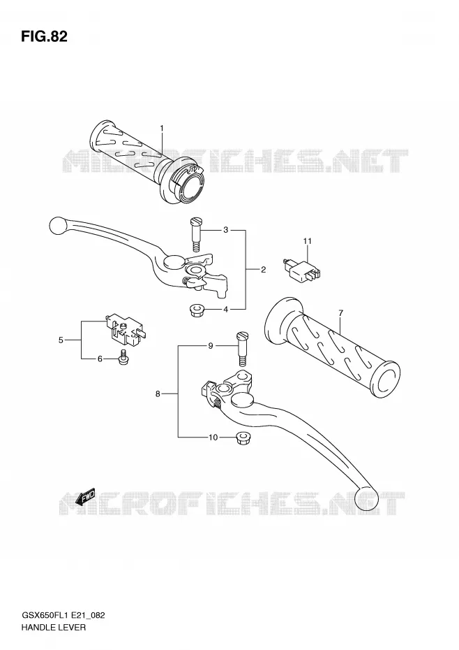 LEVERS - HANDGRIPS (GSX650FUAL1 E21) Suzuki MOTO 650 GSX-F 2011  GSX650FUAL1(E21)