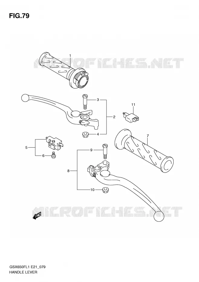 LEVERS - HANDGRIPS (GSX650FUL1 E21) Suzuki MOTO 650 GSX-F 2011  GSX650FAL1(E21)
