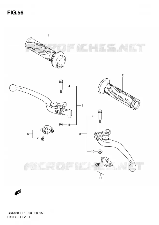 LEVERS - HANDGRIPS Suzuki MOTO 1300 HAYABUSA 2011  GSX1300RL1(E3/E28)